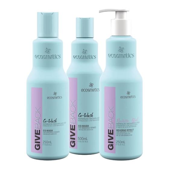 Imagem de Kit Ecosmetics Give Back Co Wash 250ml, Reverse Effect 250ml, Co Wash 500ml