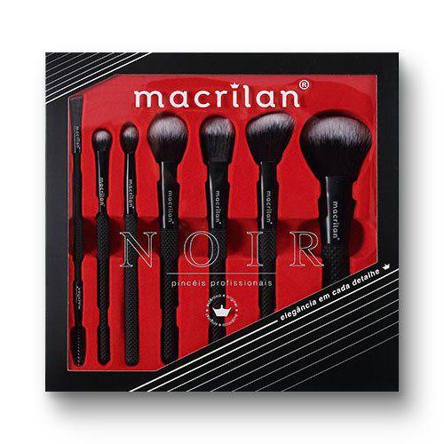 Imagem de Kit ED009 Noir com 7 pincéis profissionais para maquiagem - Macrilan