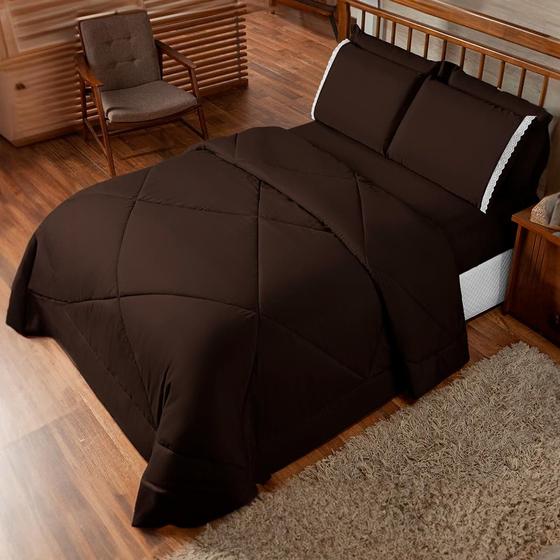 Kit Edredom Casal Queen Dupla Face 06 Peças Com Jogo de Cama Lençol com Elastico Fronhas Porta Travesseiro com Babado Leze Menor preço em Kit Edredom Casal Queen Dupla Face 06 Peças Com Jogo de Cama Lençol com Elastico Fronhas Porta Travesseiro com Babado Leze