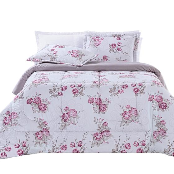 Imagem de Kit Edredom Com 2 Porta Travesseiros Estampados Cama King Dupla Face
