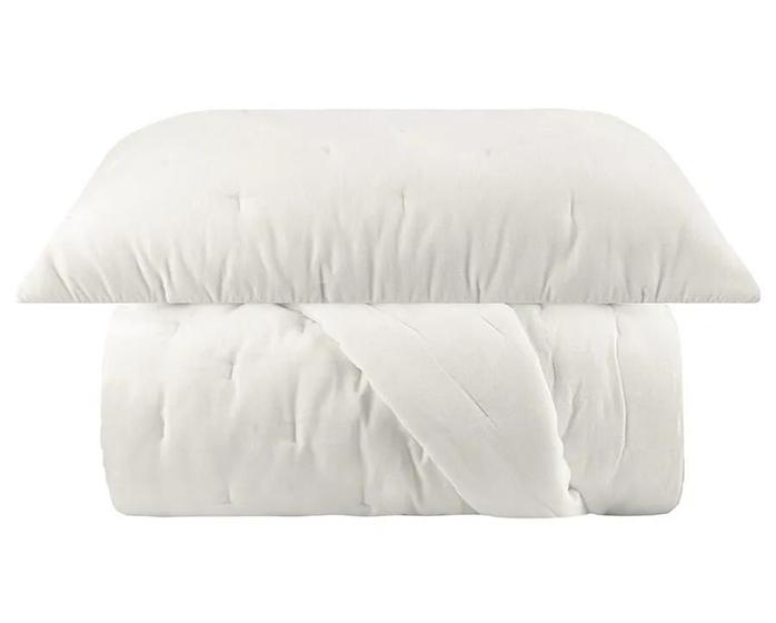 Imagem de Kit Edredom Comforter Velvet Taj Queen com 2 Porta Travesseiros - Naturalle Fashion - Off White