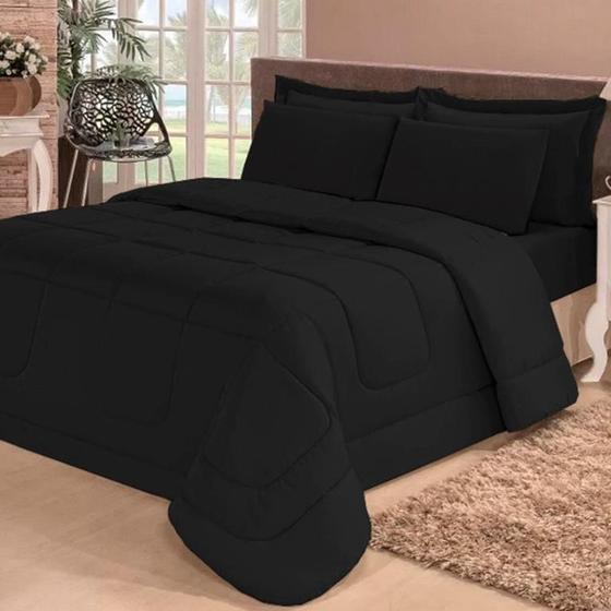 Kit Edredom Confort Casa Dona Dupla Face Casal Queen 6 Pçs com Lençol Preto é ruim? Kit Edredom Confort Casa Dona Dupla Face Casal Queen 6 Pçs com Lençol Preto é boa?