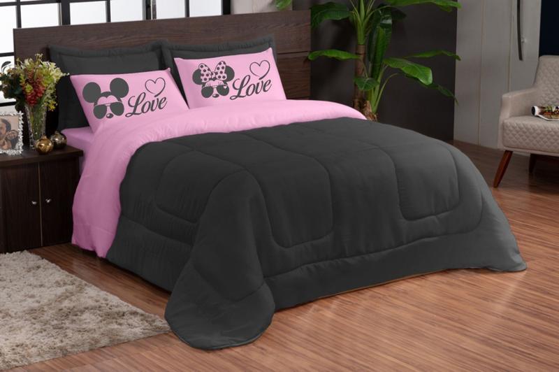 Imagem de Kit edredom macio de microifbra 5 peças estampado casal queen