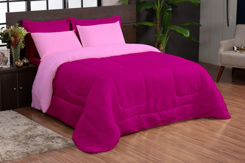 Imagem de Kit Edredon Ternura Casal Queen 6 Peça Pink com Rosa