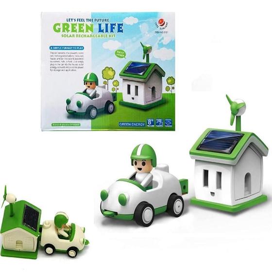 Imagem de Kit educacional recarregavel solar carrinho casa robo brinquedo infantil 3 em 1 robotica divertida