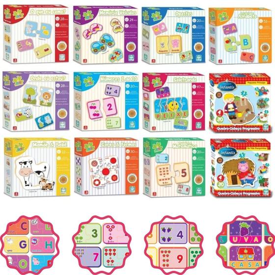 Imagem de Kit Educativo Pedagógico Com 12 Jogos Madeira Nig Brinquedos