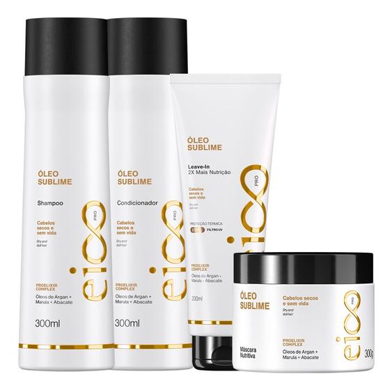 Imagem de Kit Eico Pro Óleo Sublime Shampoo Condicionador Máscara Leave-in