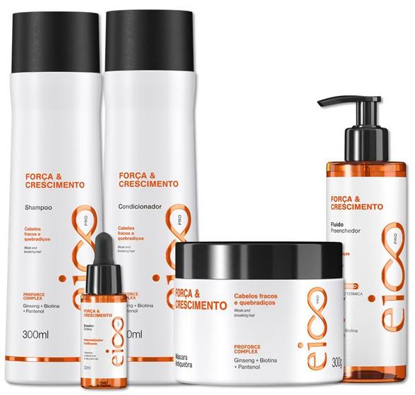 Imagem de Kit Eico Professional Força e Crescimento Shampoo Condicionador Mascara Fluido Booster