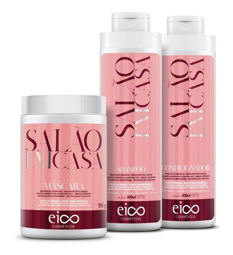 Imagem de Kit Eico Salão Em Casa Shampoo Condicionador E Máscara 1 Kg