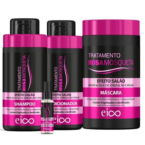 Imagem de Kit Eico Tratamento Rosa Mosqueta 450ml Óleo 60ml 4 Itens