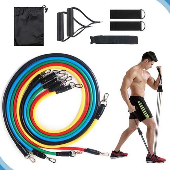 Imagem de Kit Elastico 11 Peças Com Elastico Para Treino Salto Corrida