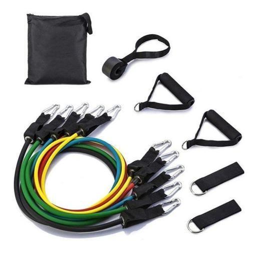 Imagem de Kit Elásticos Extensores Tubing Com 5 Resistência 11 Peças