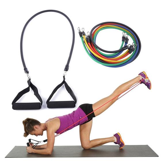 Kit Elasticos Fitness Funcional Tubing Treino Extensores Menor preço em Kit Elasticos Fitness Funcional Tubing Treino Extensores