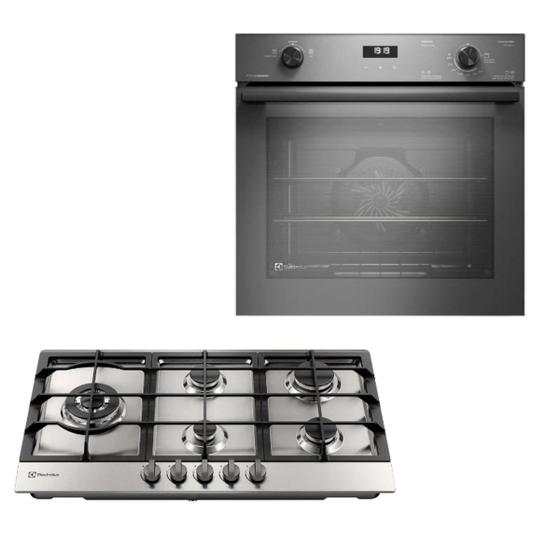 Imagem de Kit electrolux experience cooktop 5b inox e forno de embutir 80l 220v