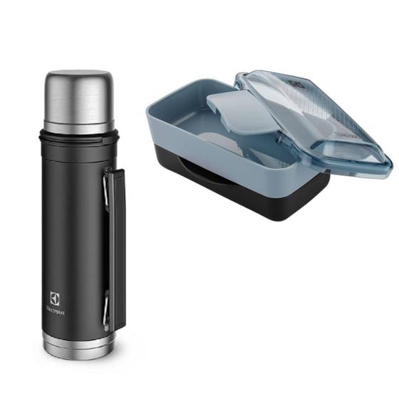 Imagem de Kit electrolux lunch box e garrafa térmica sense to go 1l preto