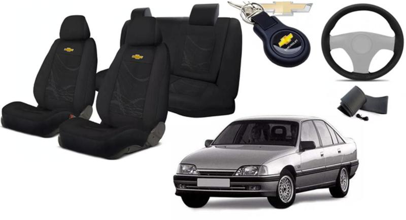 Imagem de Kit Elegante Capas Tecido Omega 1991 a 1998 + Capa Volante + Chaveiro GM