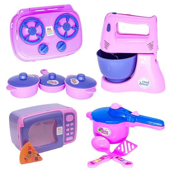 Imagem de Kit Eletro Menina Brinquedo Panelas Batedeira Cozinha 10pç