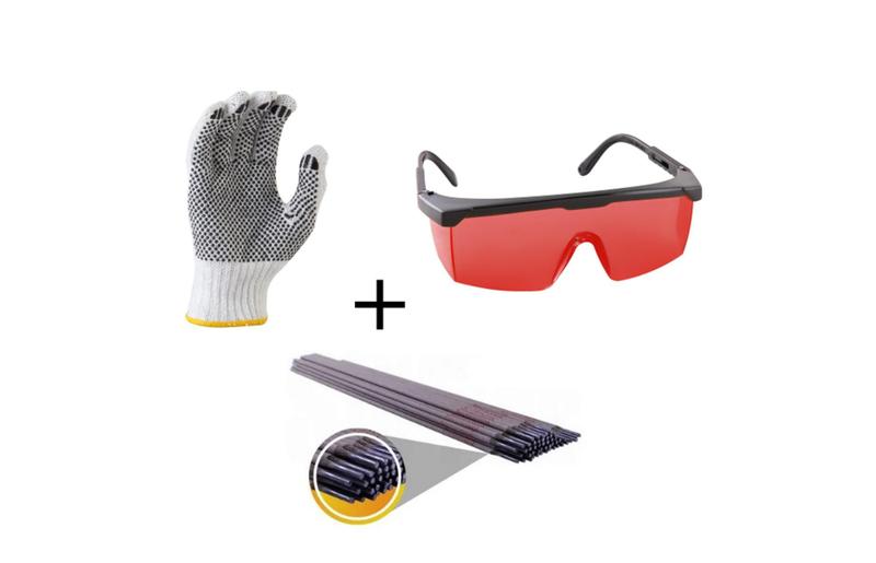 Imagem de Kit Eletrodo 1kg + Óculos De Proteção + Luva Segurança Epi