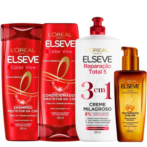 Imagem de Kit Elseve Color Vive Óleo Extraordinário 3 em 1 Milagroso