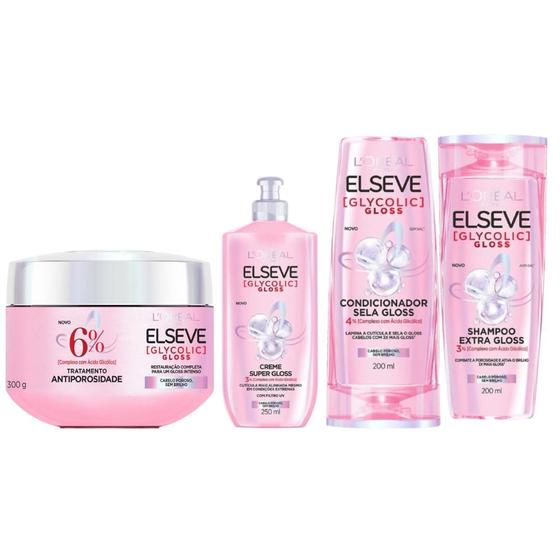 Imagem de Kit Elseve Glycolic Gloss Loreal Paris 4 Itens