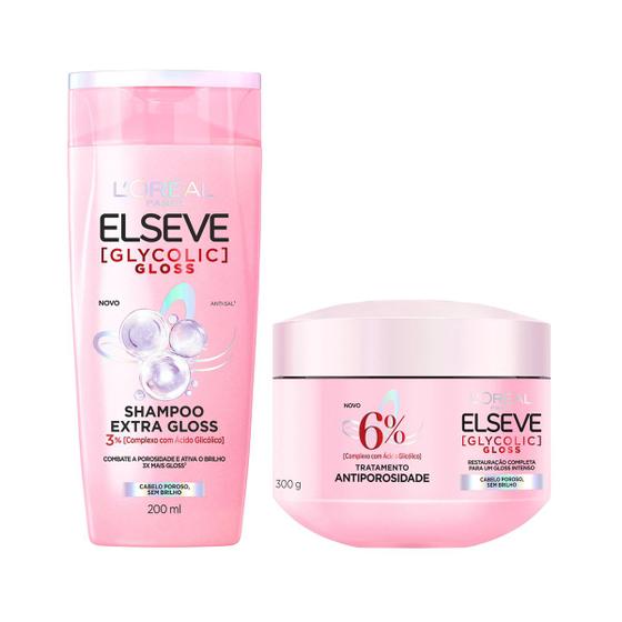 Imagem de Kit elseve glycolic gloss shampoo + máscara loréal paris