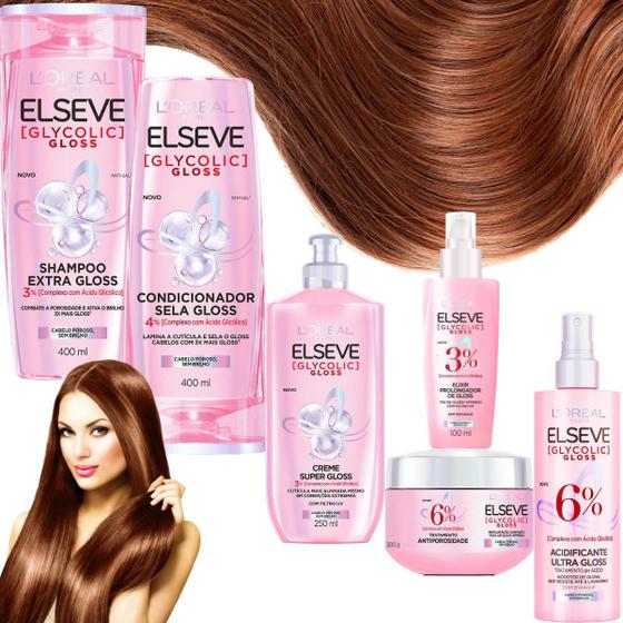 Imagem de Kit Elseve Glycolic Ultra Gloss Acidificante Elixir Creme