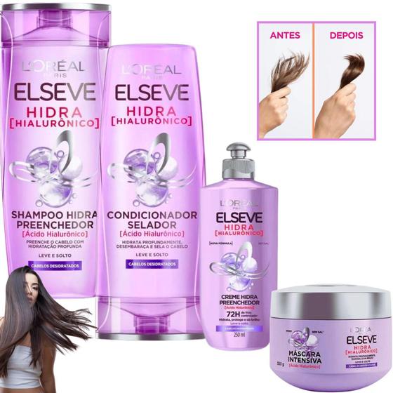 Imagem de Kit Elseve Hidra Hialuronico Shampoo Cond Creme Pentear