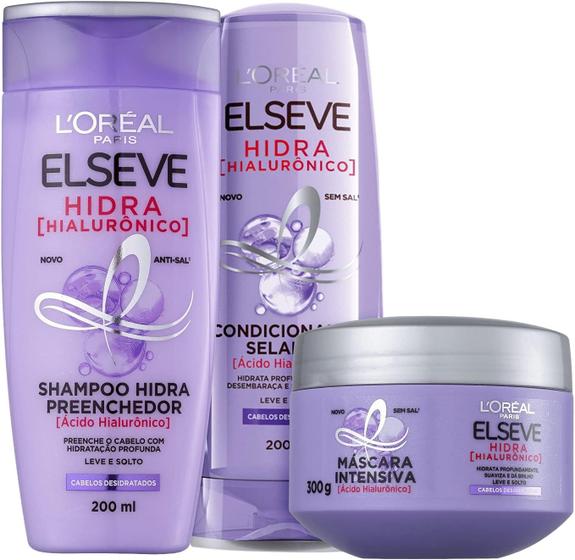 Imagem de Kit Elseve Hidra Hialurônico Shampoo + Condicionador + Máscara Loréal Paris