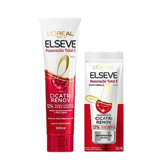 Imagem de Kit Elseve Leave-in Cicatri Renov+Leave-in Multireparador