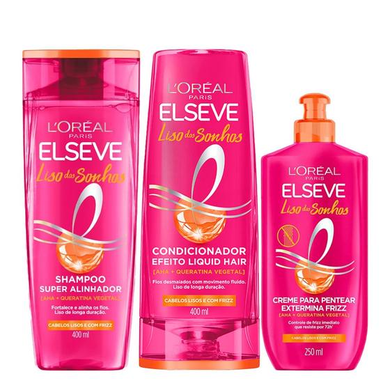 Imagem de Kit Elseve Liso Dos Sonhos Liquid Hair - 3 Produtos