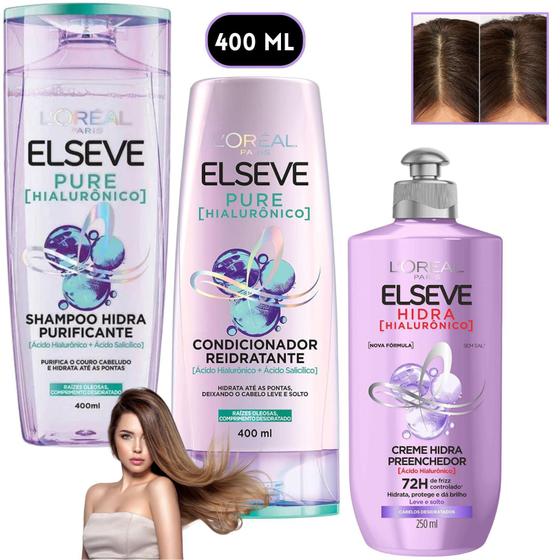 Imagem de Kit Elseve Pure Acido Hialurônico Creme De Pentear Hidra