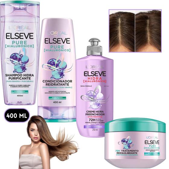 Imagem de Kit Elseve Pure Hialurônico Hidra Tratamento Reequilibrante Loreal Paris 400 ML