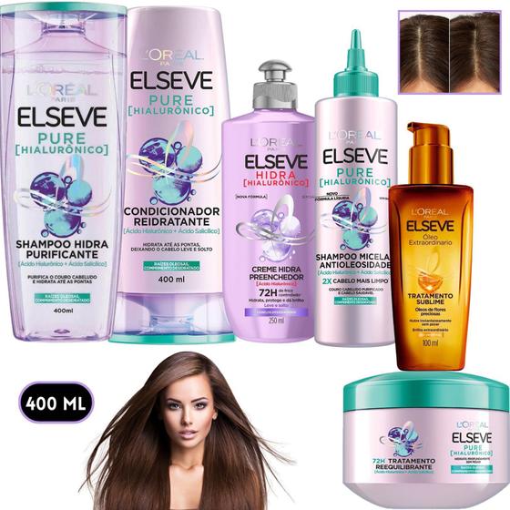 Imagem de Kit Elseve Pure Hialurônico Shampoo Micelar Antioleosidade