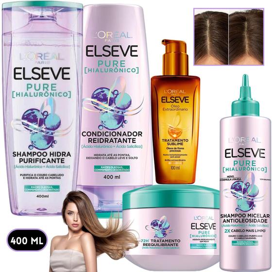 Imagem de Kit Elseve Pure Hialurônico Shampoo Micelar Antioleosidade