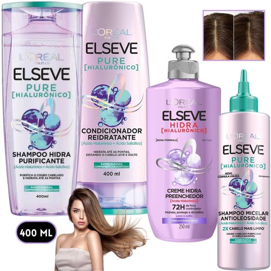 Imagem de Kit Elseve Pure Hialurônico Shampoo Micelar Antioleosidade