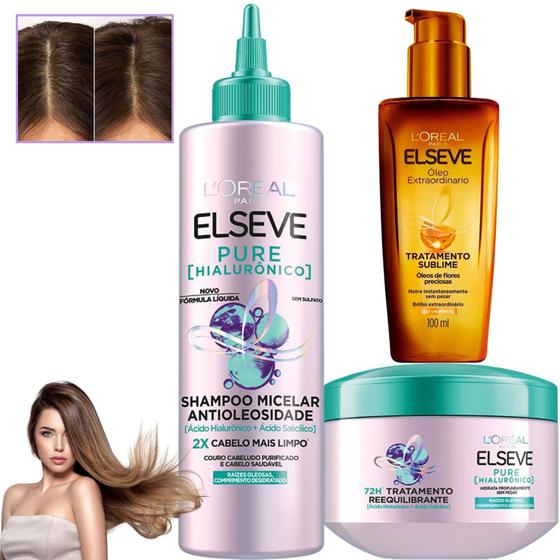 Imagem de Kit Elseve Pure Hialurônico Shampoo Micelar Antioleosidade