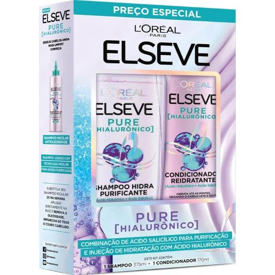 Imagem de Kit Elseve Shampoo 375ml + Condicionador Hialurônico Pure 170ml