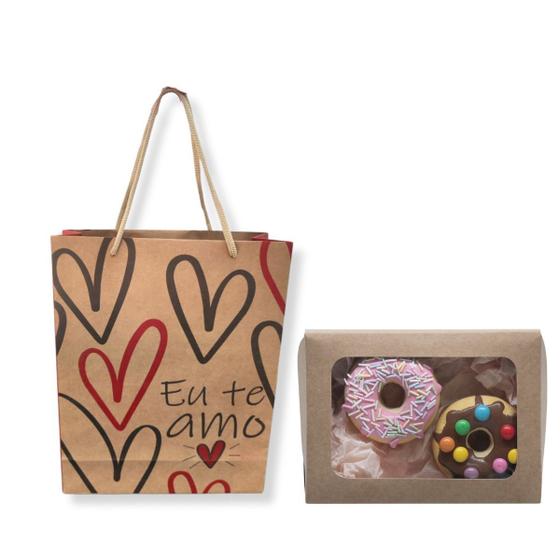 Imagem de Kit Embalagens para presente Caixa 15x11x3,5 + Sacola de Papel Kraft