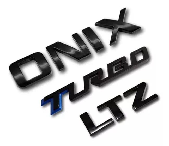 Imagem de Kit Emblema Chevrolet Onix Plus Ltz Turbo Black Piano