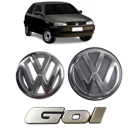 Imagem de Kit Emblema + Logos VW Gol G2 95 96 97 98 99 Bola Special 00 01 02 03 04 Grade E Porta Malas Cromado