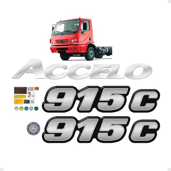 Imagem de Kit Emblema Mercedes Benz 915 C Accelo Logo Adesivo Resinado