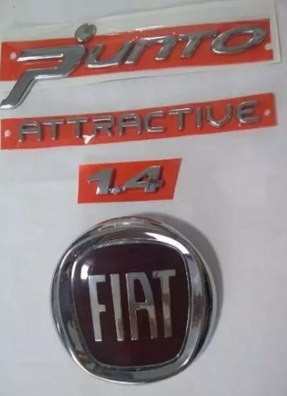 Imagem de Kit Emblema Punto Attractive 1.4 Logo Mala Fiat Cromado