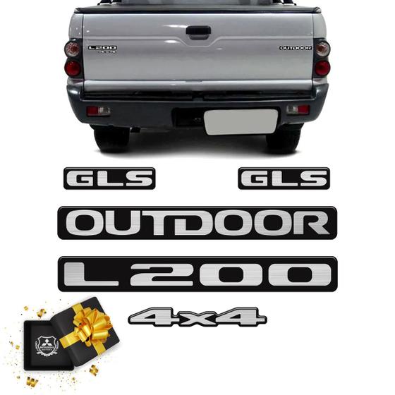 Imagem de Kit Emblemas L200 Outdoor 4x4 Gls 2007 Adesivos Resinados