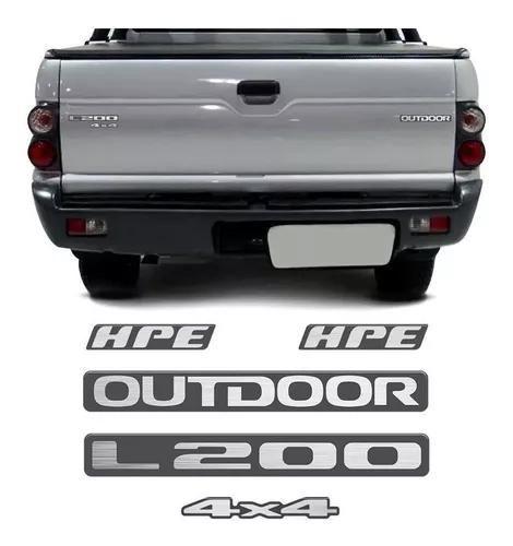 Imagem de Kit Emblemas L200 Outdoor 4x4 Hpe 2007 Adesivo Escovado