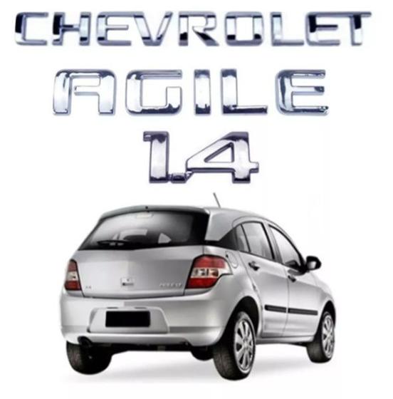 Imagem de Kit Emblemas Letreiro Gm Chevrolet Agile E 1.4 Cromado