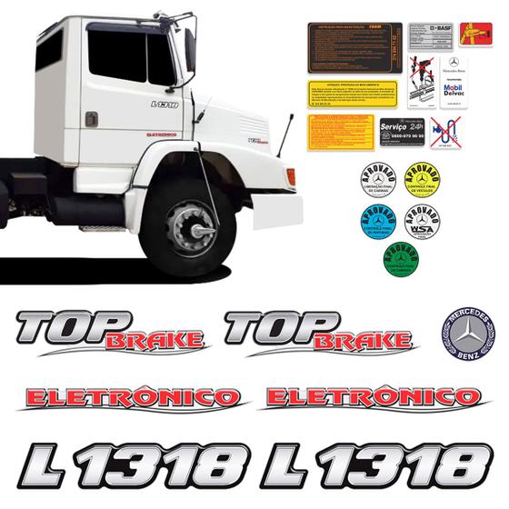 Imagem de Kit Emblemas Mercedes Benz L 1318 Top Brake Adesivo Caminhão