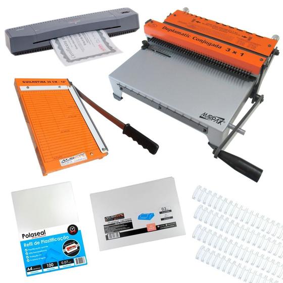 Imagem de Kit Encadernação com wire-o passo 3x1 - Básico - 220v