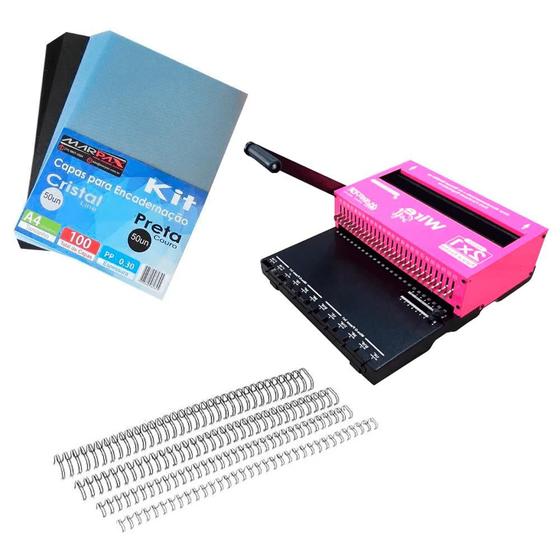 Kit Encadernadora de wire-o Soft 2x1 + 100 Capas A4 e Wire-o Menor preço em Kit Encadernadora de wire-o Soft 2x1 + 100 Capas A4 e Wire-o