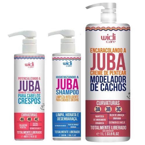 Imagem de Kit Encaracolando A Juba 1L - Shampoo Limpeza Inteligente 500ml - Gommage Potencializando A Juba 480ml Widi Care