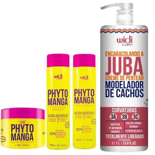 Imagem de Kit Encaracolando A Juba 1L + Shampoo Phytomanga + Condicionador + Máscara Nutritiva Phyto Manga 300g Widi Care